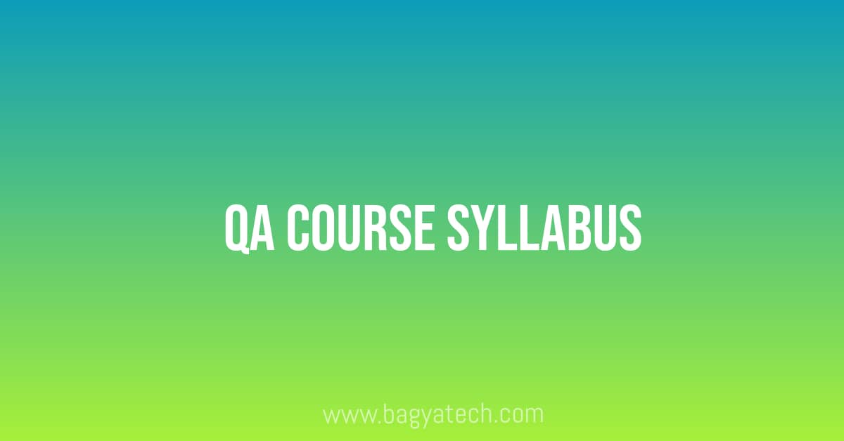 QA Course Syllabus